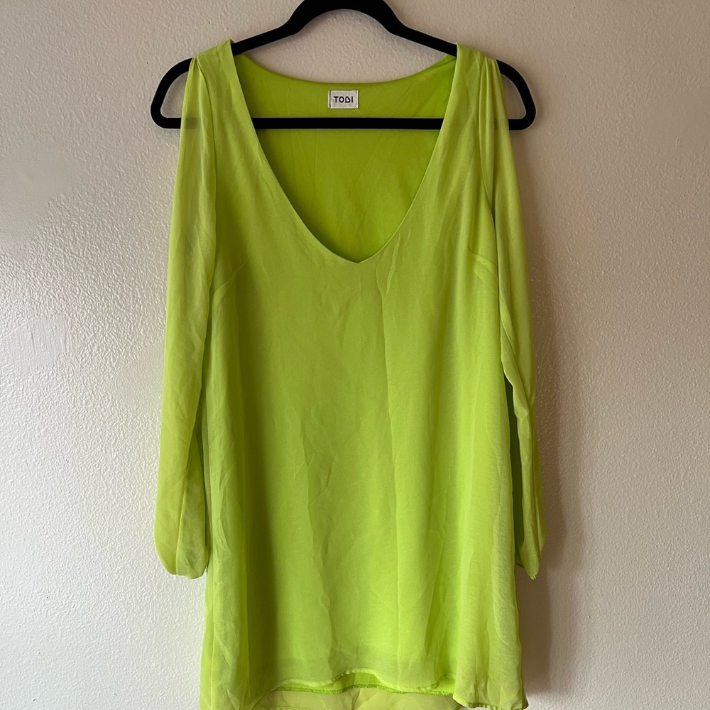 Neon green mini dress